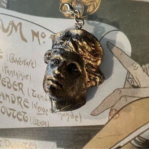 Antique Bronze Tone Painted Pendant